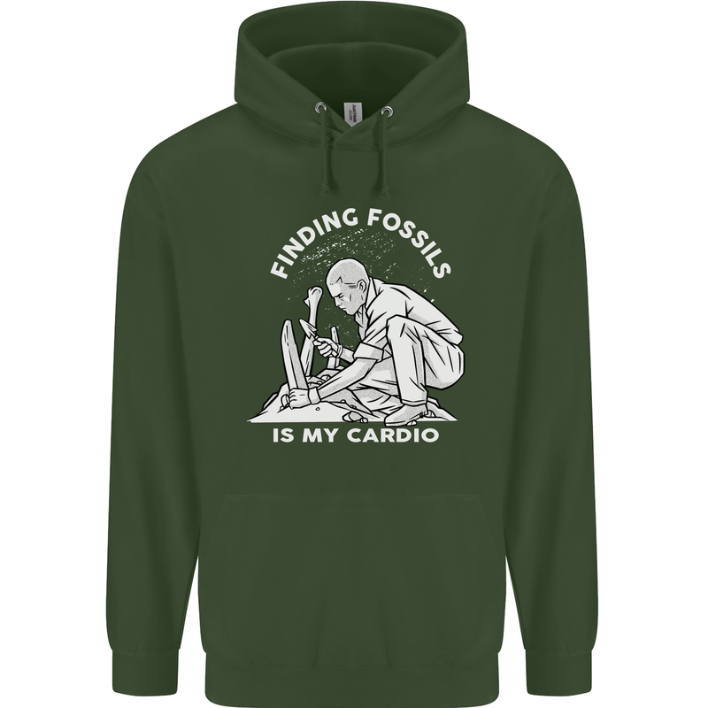 Palaeontology Finding Fossils is My Cardio Childrens Kids Hoodie Forest Green