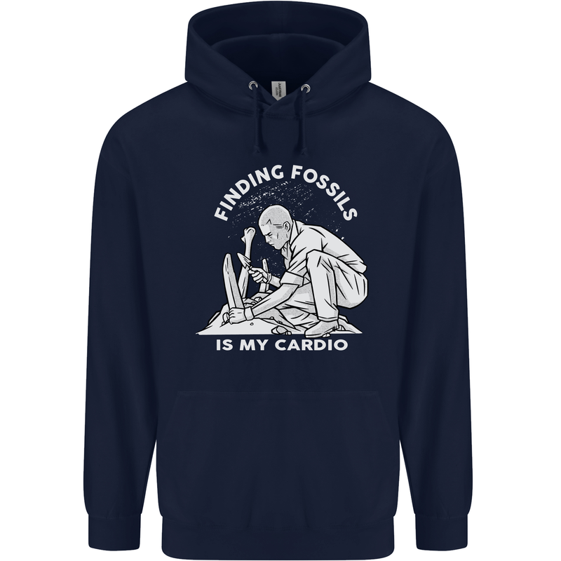 Palaeontology Finding Fossils is My Cardio Childrens Kids Hoodie Navy Blue