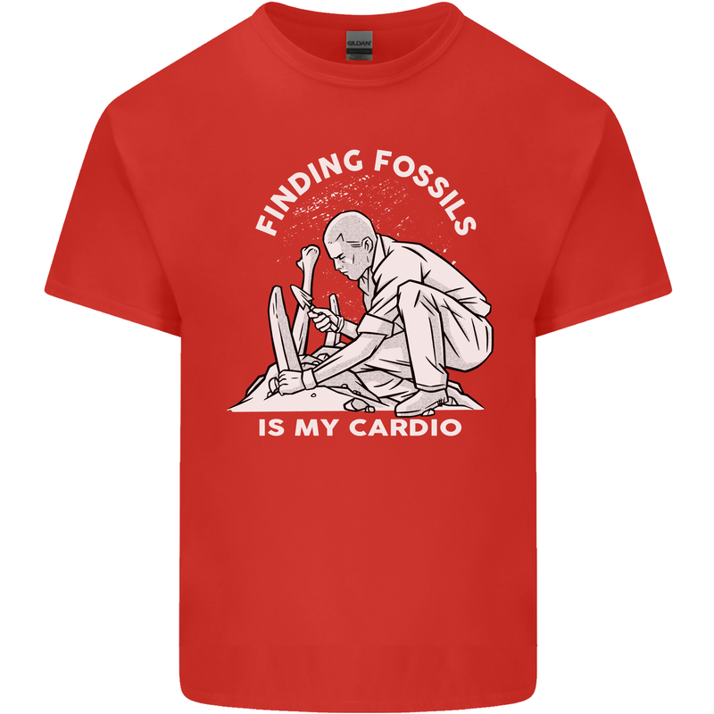 Palaeontology Finding Fossils is My Cardio Mens Cotton T-Shirt Tee Top Red
