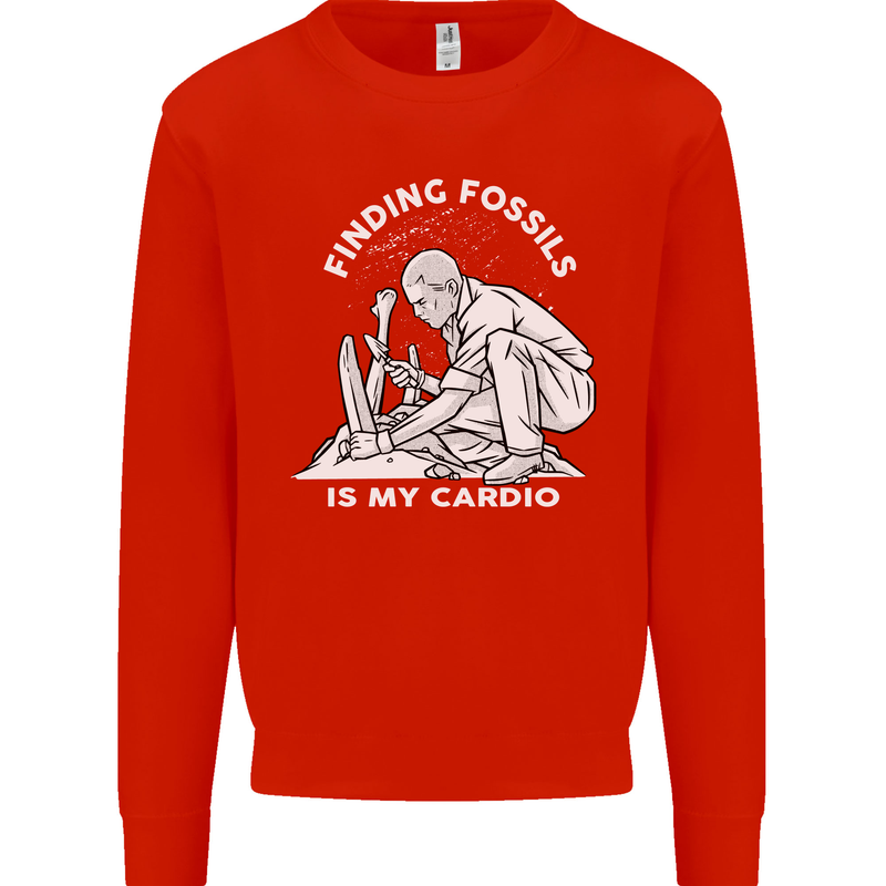Palaeontology Finding Fossils is My Cardio Mens Sweatshirt Jumper Bright Red