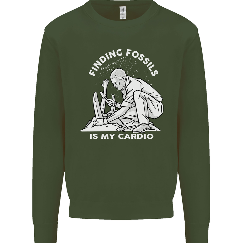 Palaeontology Finding Fossils is My Cardio Mens Sweatshirt Jumper Forest Green