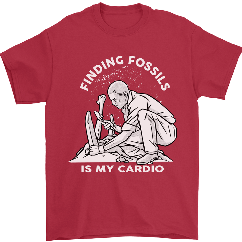 Palaeontology Finding Fossils is My Cardio Mens T-Shirt 100% Cotton Red