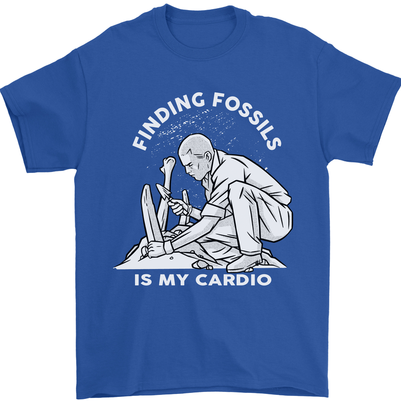 Palaeontology Finding Fossils is My Cardio Mens T-Shirt 100% Cotton Royal Blue