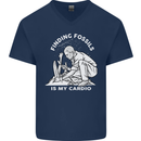Palaeontology Finding Fossils is My Cardio Mens V-Neck Cotton T-Shirt Navy Blue
