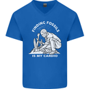 Palaeontology Finding Fossils is My Cardio Mens V-Neck Cotton T-Shirt Royal Blue