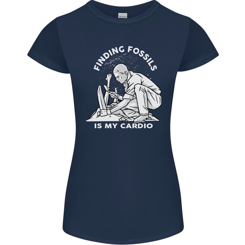 Palaeontology Finding Fossils is My Cardio Womens Petite Cut T-Shirt Navy Blue