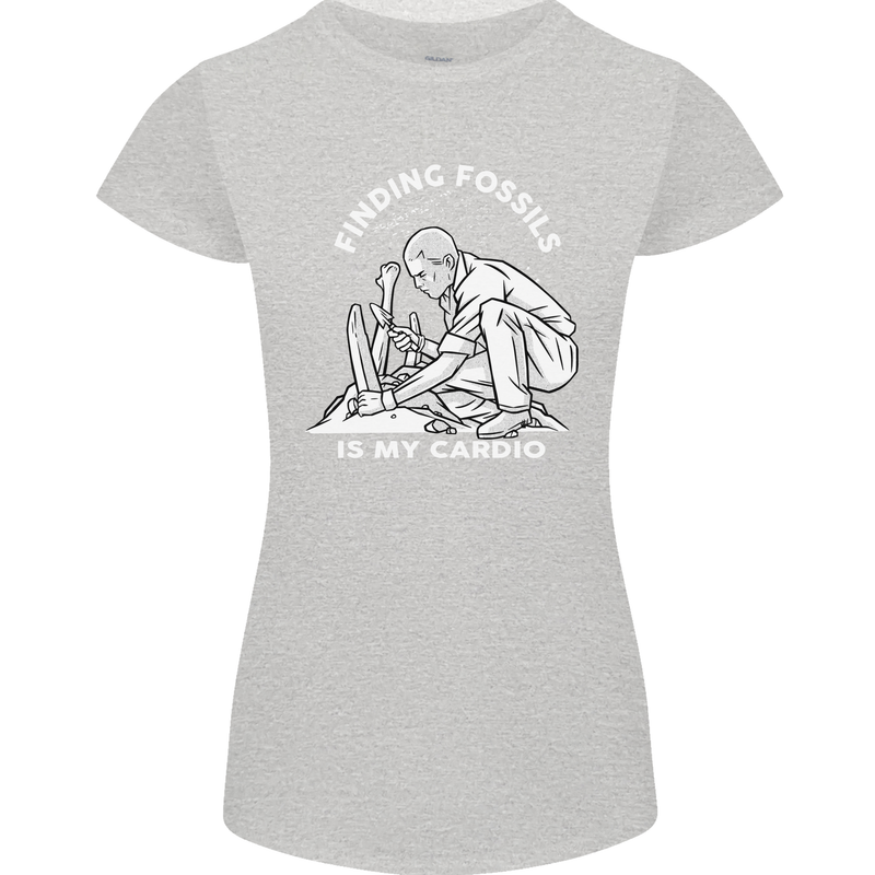 Palaeontology Finding Fossils is My Cardio Womens Petite Cut T-Shirt Sports Grey