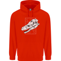 Palaeontology Velociraptor Skull Dinosaurs Childrens Kids Hoodie Bright Red