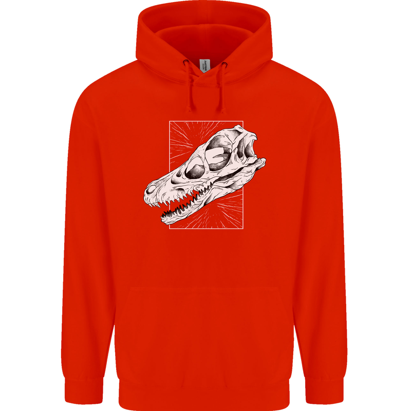 Palaeontology Velociraptor Skull Dinosaurs Childrens Kids Hoodie Bright Red