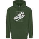 Palaeontology Velociraptor Skull Dinosaurs Childrens Kids Hoodie Forest Green