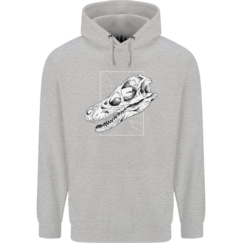 Palaeontology Velociraptor Skull Dinosaurs Childrens Kids Hoodie Sports Grey