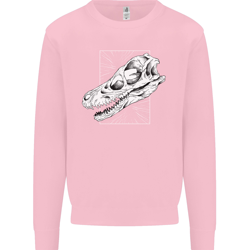 Palaeontology Velociraptor Skull Dinosaurs Kids Sweatshirt Jumper Light Pink