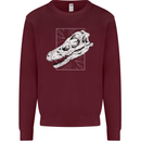 Palaeontology Velociraptor Skull Dinosaurs Kids Sweatshirt Jumper Maroon
