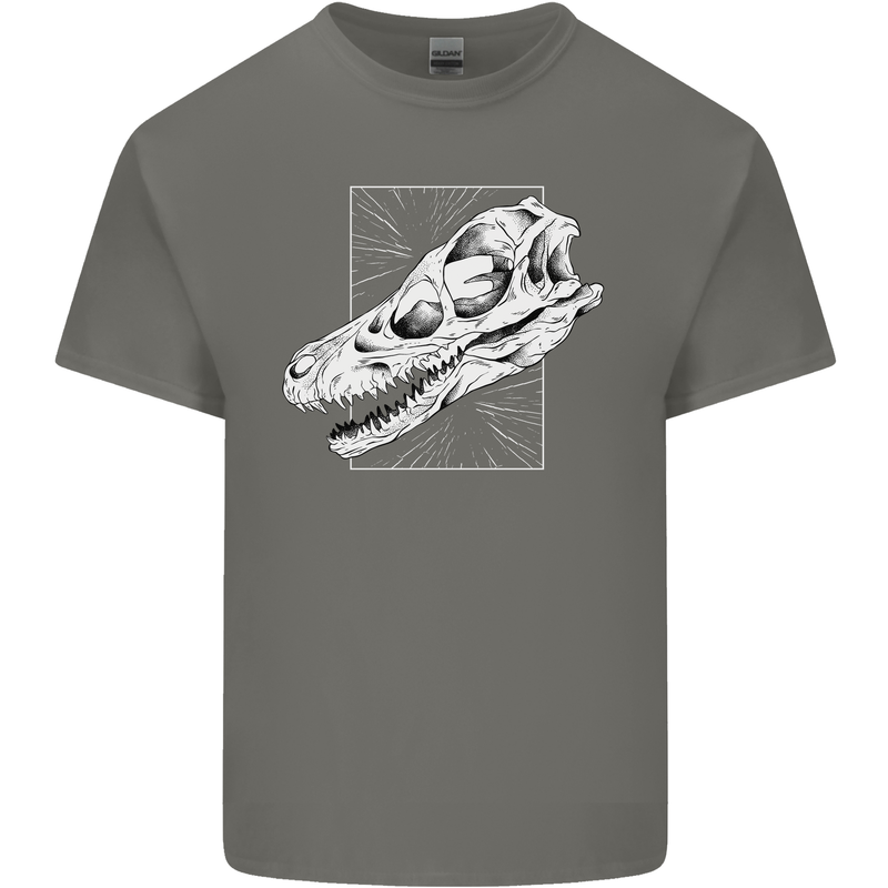Palaeontology Velociraptor Skull Dinosaurs Mens Cotton T-Shirt Tee Top Charcoal