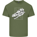 Palaeontology Velociraptor Skull Dinosaurs Mens Cotton T-Shirt Tee Top Military Green