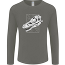 Palaeontology Velociraptor Skull Dinosaurs Mens Long Sleeve T-Shirt Charcoal