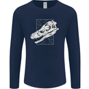 Palaeontology Velociraptor Skull Dinosaurs Mens Long Sleeve T-Shirt Navy Blue
