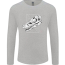 Palaeontology Velociraptor Skull Dinosaurs Mens Long Sleeve T-Shirt Sports Grey