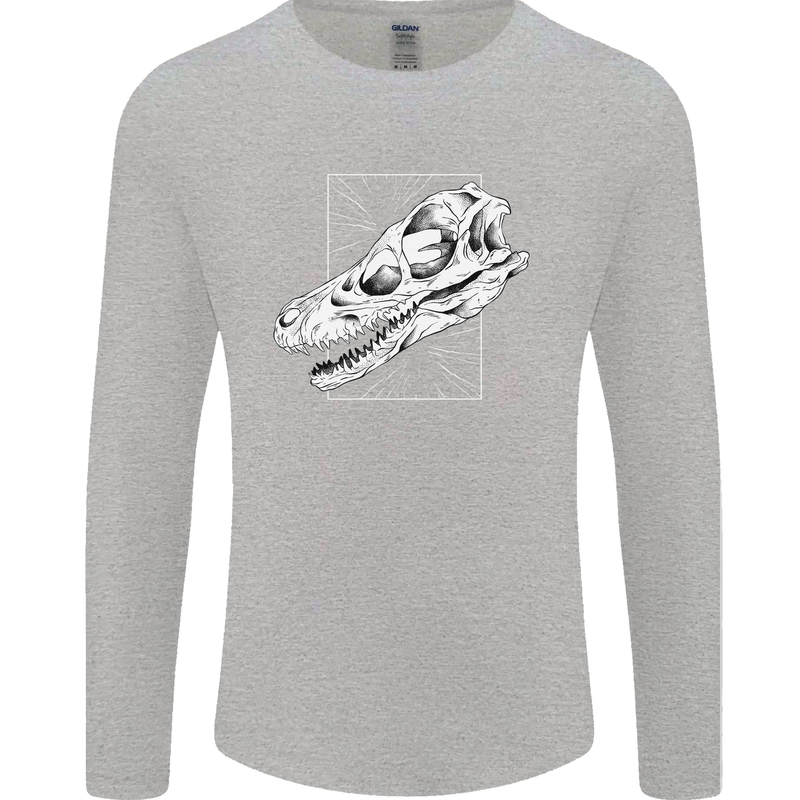 Palaeontology Velociraptor Skull Dinosaurs Mens Long Sleeve T-Shirt Sports Grey