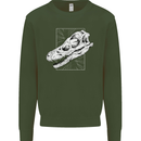 Palaeontology Velociraptor Skull Dinosaurs Mens Sweatshirt Jumper Forest Green