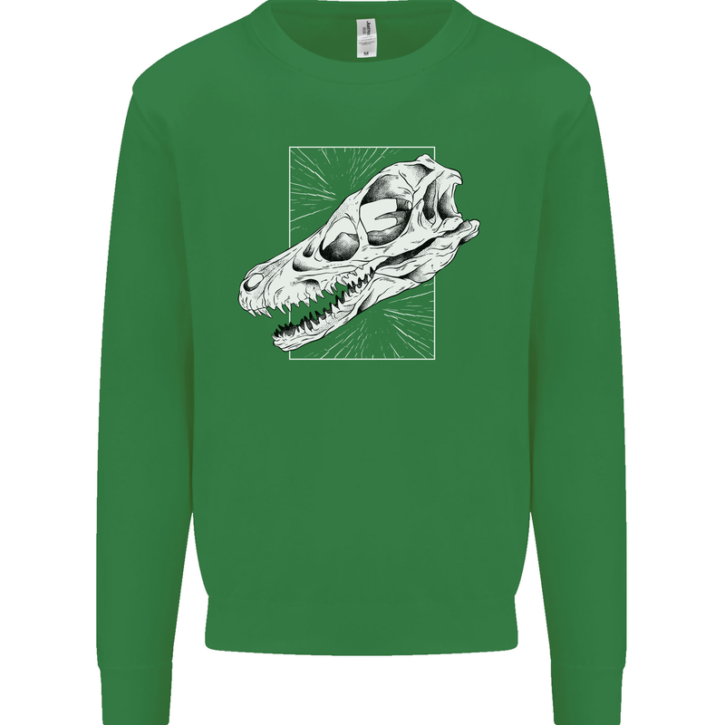 Palaeontology Velociraptor Skull Dinosaurs Mens Sweatshirt Jumper Irish Green