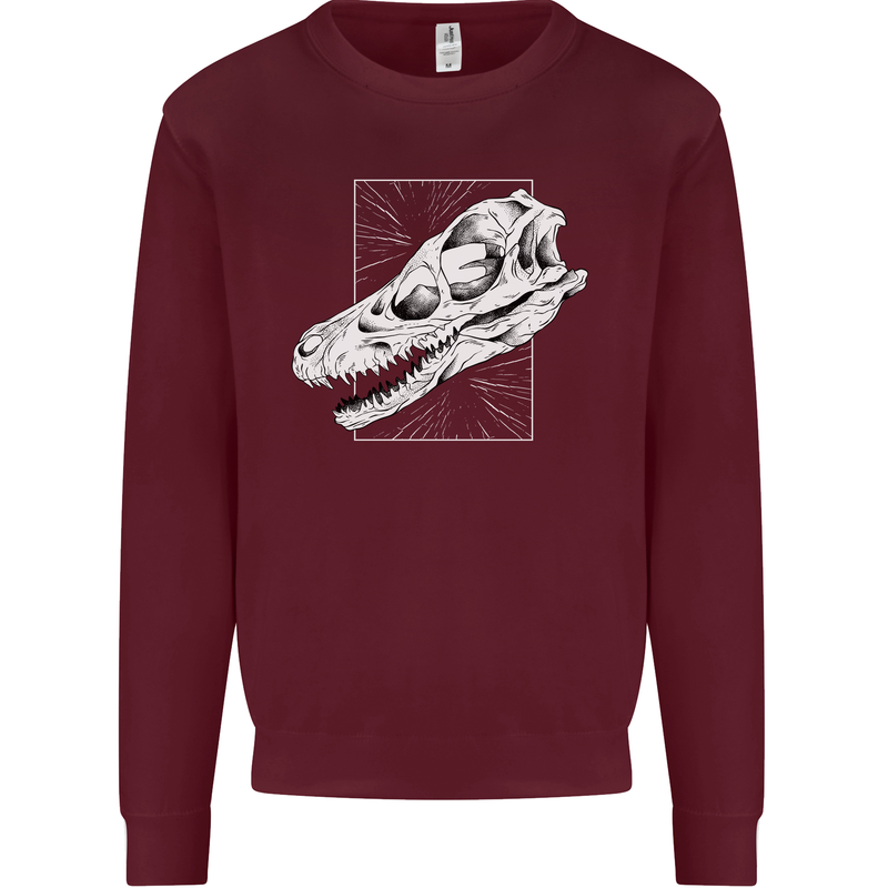 Palaeontology Velociraptor Skull Dinosaurs Mens Sweatshirt Jumper Maroon