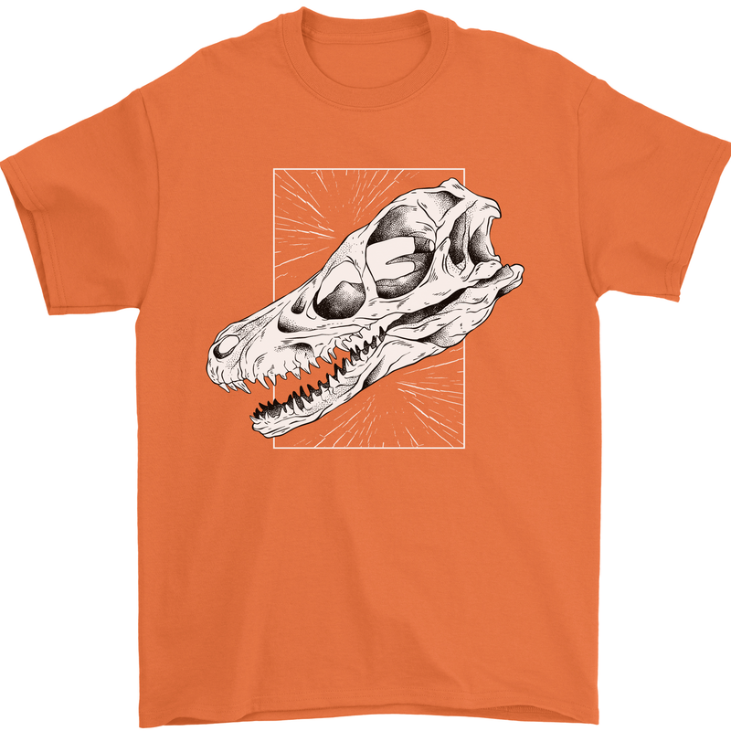 Palaeontology Velociraptor Skull Dinosaurs Mens T-Shirt 100% Cotton Orange
