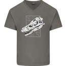 Palaeontology Velociraptor Skull Dinosaurs Mens V-Neck Cotton T-Shirt Charcoal