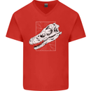 Palaeontology Velociraptor Skull Dinosaurs Mens V-Neck Cotton T-Shirt Red