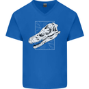Palaeontology Velociraptor Skull Dinosaurs Mens V-Neck Cotton T-Shirt Royal Blue