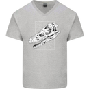 Palaeontology Velociraptor Skull Dinosaurs Mens V-Neck Cotton T-Shirt Sports Grey