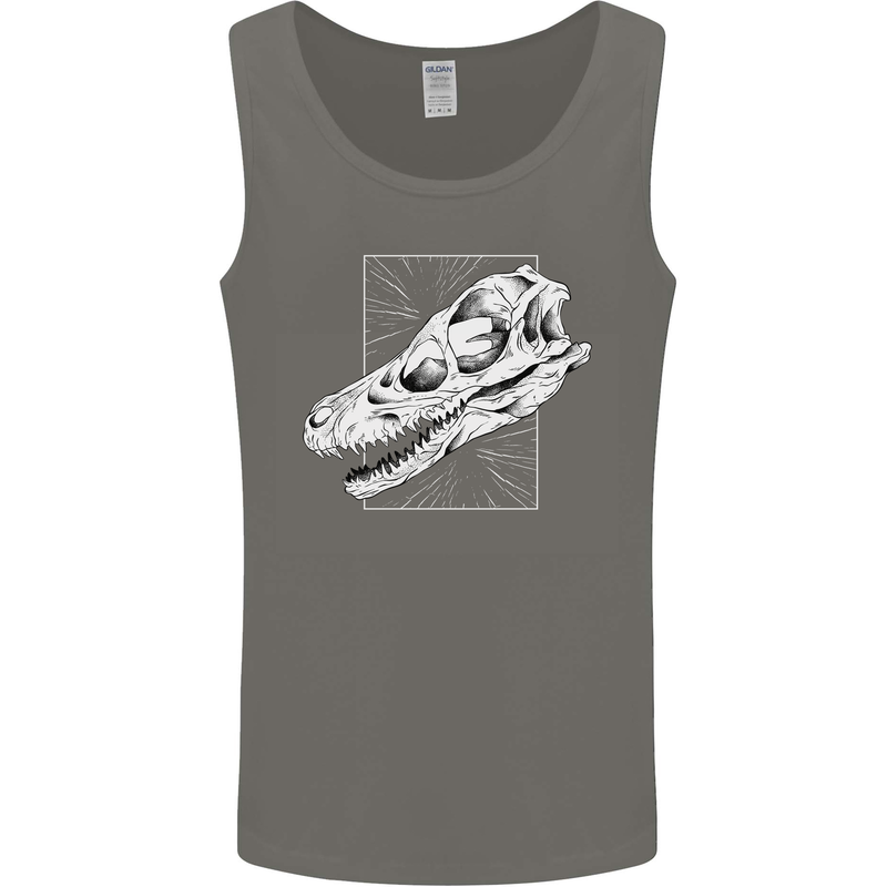 Palaeontology Velociraptor Skull Dinosaurs Mens Vest Tank Top Charcoal