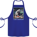 Panda Bear I Love Chemistry Science Teacher Cotton Apron 100% Organic Royal Blue