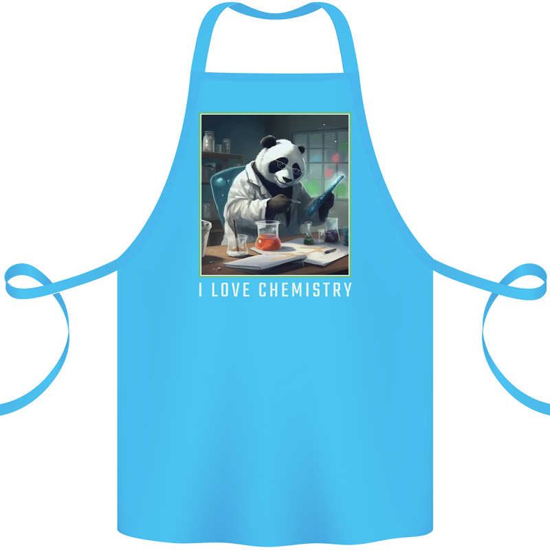 Panda Bear I Love Chemistry Science Teacher Cotton Apron 100% Organic Turquoise