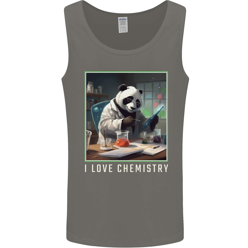 Panda Bear I Love Chemistry Science Teacher Mens Vest Tank Top Charcoal