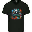 Panda Music With a Ghetto Blaster 80s Mens V-Neck Cotton T-Shirt Black