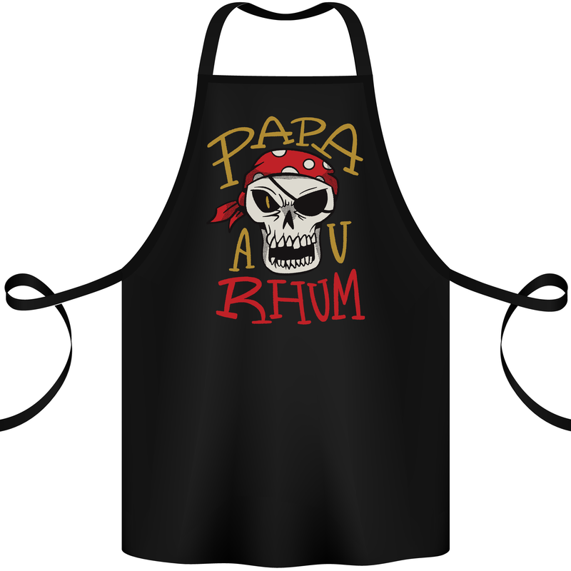 Papa AV Rum Funny Pirate Alcohol Fathers Day Cotton Apron 100% Organic Black