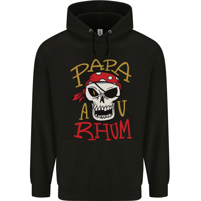 Papa AV Rum Funny Pirate Alcohol Fathers Day Mens 80% Cotton Hoodie Black