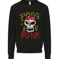 Papa AV Rum Funny Pirate Alcohol Fathers Day Mens Sweatshirt Jumper Black