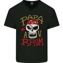 Papa AV Rum Funny Pirate Alcohol Fathers Day Mens V-Neck Cotton T-Shirt Black