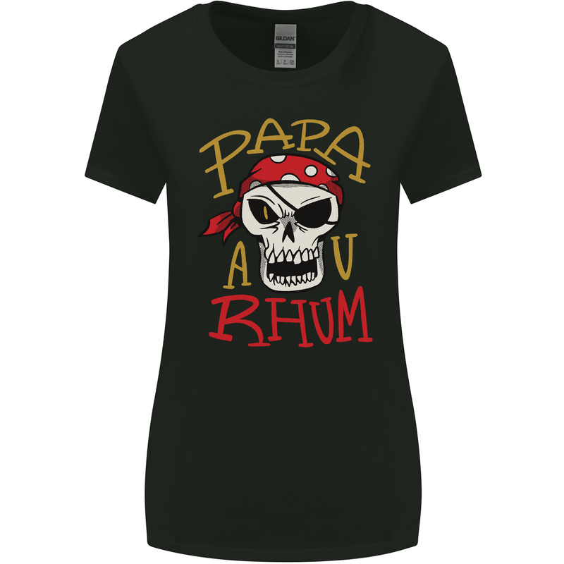 Papa AV Rum Funny Pirate Alcohol Fathers Day Womens Wider Cut T-Shirt Black