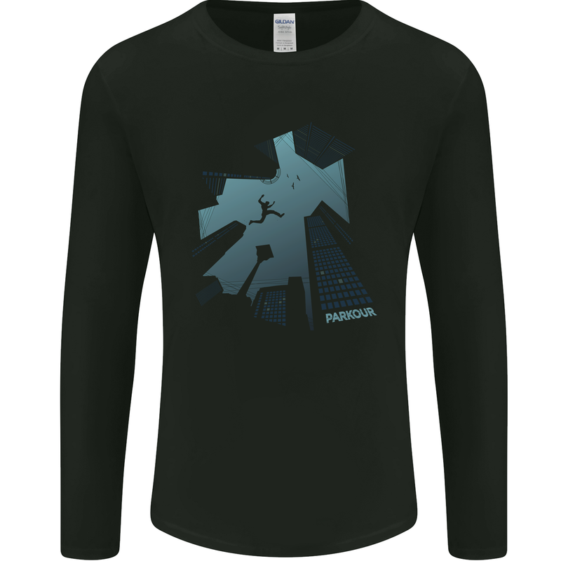 Parkour Building Landscape Mens Long Sleeve T-Shirt Black