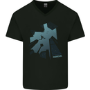 Parkour Building Landscape Mens V-Neck Cotton T-Shirt Black