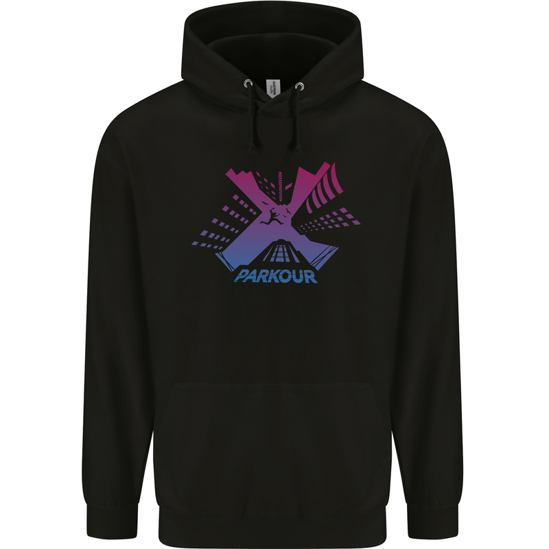Parkour Buildings Mens 80% Cotton Hoodie Black