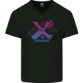 Parkour Buildings Mens V-Neck Cotton T-Shirt Black