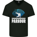 Parkour Italy Mens V-Neck Cotton T-Shirt Black