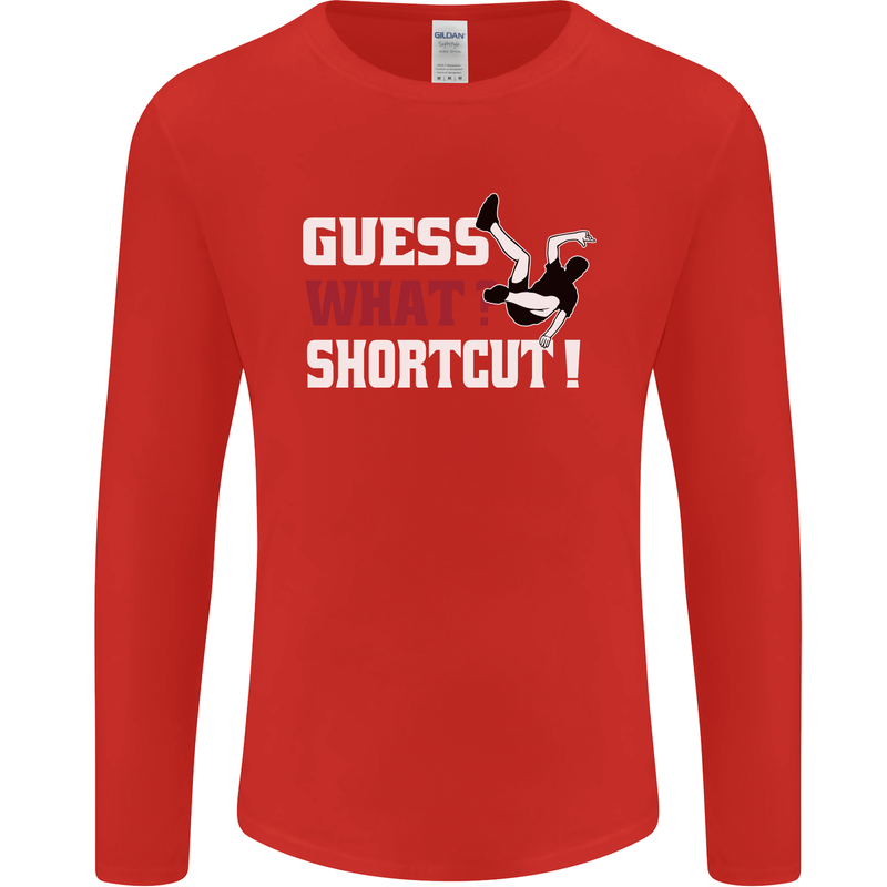 Parkour Shortcut Mens Long Sleeve T-Shirt Red