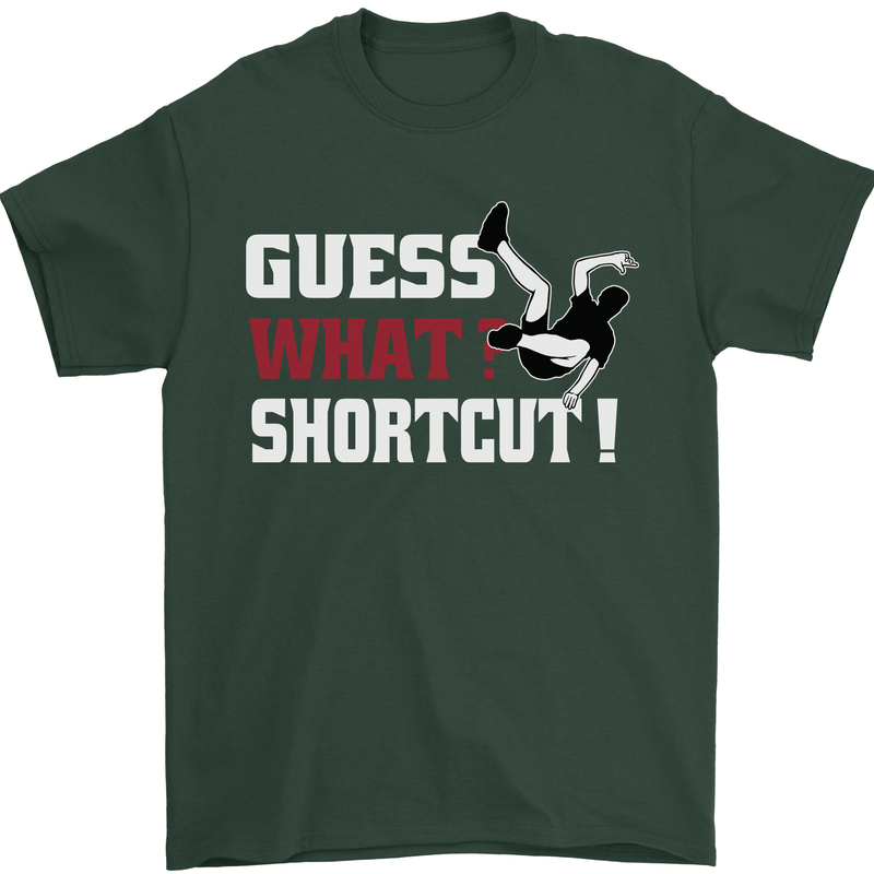Parkour Shortcut Mens T-Shirt 100% Cotton Forest Green