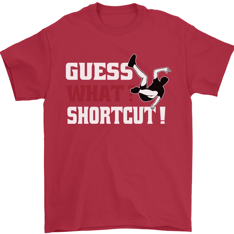 Parkour Shortcut Mens T-Shirt 100% Cotton Red