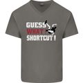 Parkour Shortcut Mens V-Neck Cotton T-Shirt Charcoal